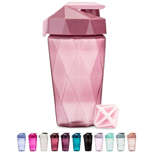 Keelo Bottle Classic Shaker Bottle | 20 Ounce Protein Shaker Bottle | Shaker Cup with Carrying Handle and Diamond Agitator | Rose - 20-Ounces - 20 Ounces Rose