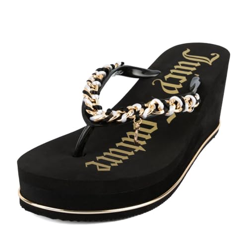 Juicy Couture Wedge Platform Flip Flop: High-Fashion, Soft Beach Sandal, Thong-Style Slide - 6 - Ullie Black