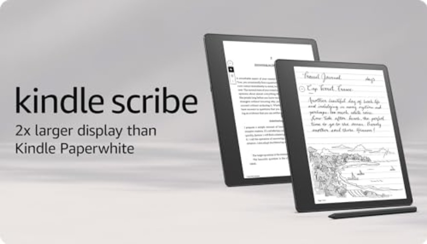 Amazon Kindle Scribe (64 GB) - 10.2” 300 ppi Paperwhite display, a Kindle and a notebook all in one, convert notes to text and share, includes Premium Pen - Premium Pen - 64 GB - Without Kindle Unlimited