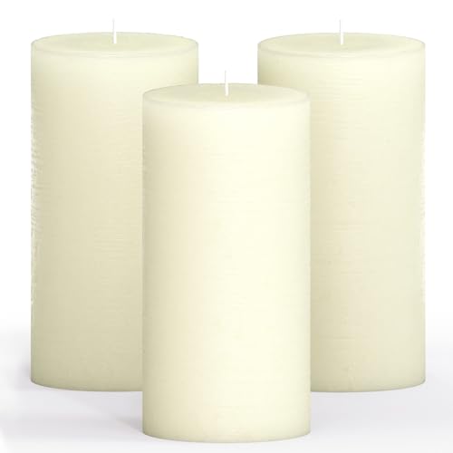 CANDWAX 3x6 Pillar Candles Set of 3 - Decorative Rustic Candles Unscented and Dinner Candles - Ideal as Wedding Candles or Large Candles for Home Interior - Ivory Candles - Pillar 3x6 - Ivory