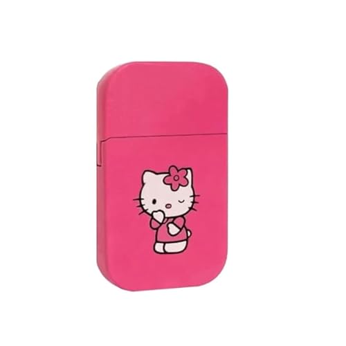 NIVEK Pink Glitter Kitty Pink Flame Pocket Lighter KT Cat Refillable Kawaii Y2K Aesthetic Windproof Flame