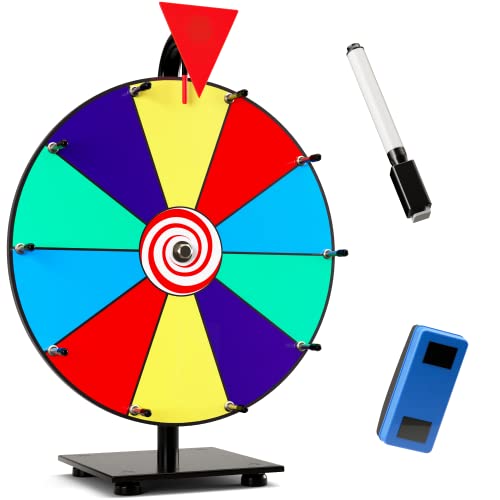 12 Inch Heavy Duty Spinning Prize Wheel - 10 Slots Color Tabletop Roulette Spinner of Fortune Spin The with Dry Erase Marker and Eraser Win Game for Trade Show, Carnival - 12 Inch Prize Wheel