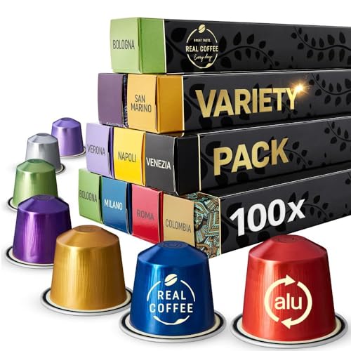 Mixed Variety Pack for Nespresso | 100 Test Winning Aluminum Capsules | 8 Distinctive Italian Flavors | 100% Nespresso Compatible Pods - All Varieties - 10 Count (Pack of 10)