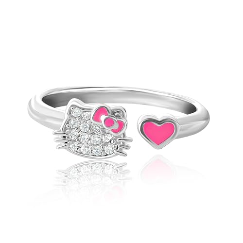 Hello Kitty Sanrio Womens Sterling Silver Toe Ring Official License, Pave Cubic Zirconia Toe Ring