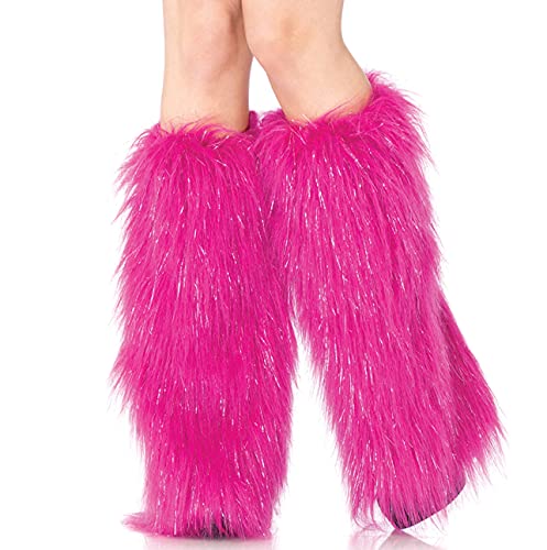 Leg Avenue Women's Furry Festival Leg Warmers - Pink/Silver