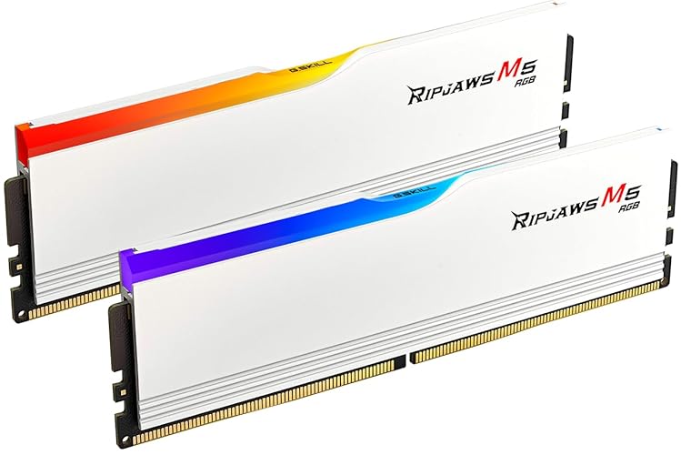 G.SKILL Ripjaws M5 RGB Series (Intel XMP 3.0) DDR5 RAM 96GB (2x48GB) 5200MT/s CL40-40-40-83 1.10V Desktop Computer Memory UDIMM - Matte White (F5-5200J4040A48GX2-RM5RW) - 96GB (2x48GB) - DDR5-5200 40-40-40-83 1.10V - Matte White