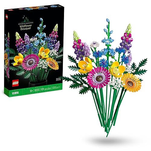 LEGO 10313 Icons Wildflower Bouquet Set, Artificial Flowers with Poppies and Lavender, Crafts for Adults, Home Décor, Gifts for Women, Men, Her & Him, Botanical Collection - Single