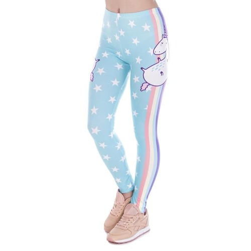 Unicorn Leggings - Blue Stripe & Star Unicorn
