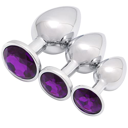 Akstore 3 Pcs Luxury Jewelry Design Fetish Anal Butt Plug(Purple) - Purple