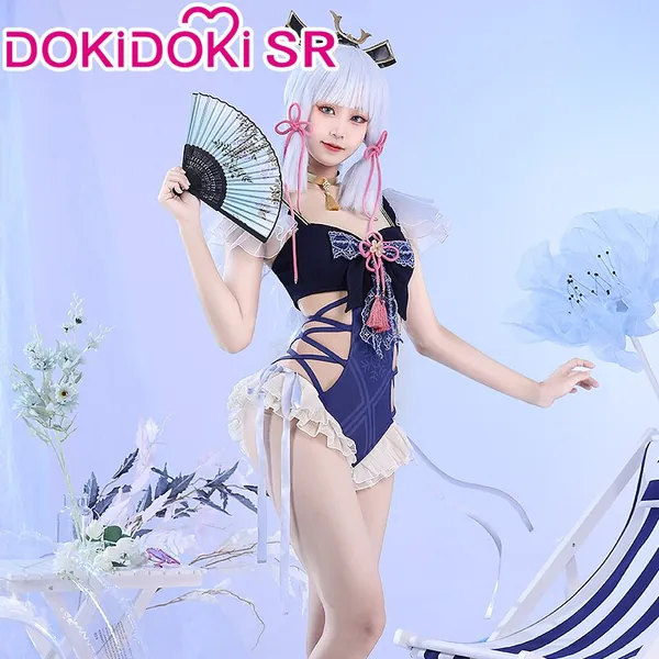 【 Ready For Ship】DokiDoki-SR Game Genshin Impact Kamisato Ayaka Cosplay Costume Swimsuit Cute | Costume / L