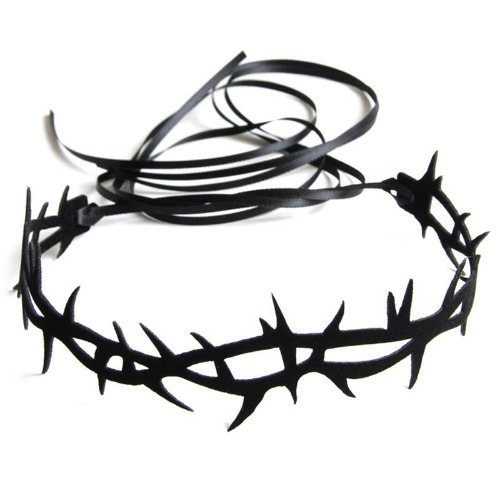 Black Gothic Lace Velvet Thorn Choker - Black
