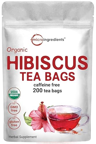 Organic Hibiscus Tea Bags, 200 Count | Premium Source for Herbal Tea | Eco-Friendly Hemp Paper Tea Bags | Caffeine Free, Non-GMO, No Sugar - Organic Hibiscus Tea Bags - 200 Count (Pack of 1)