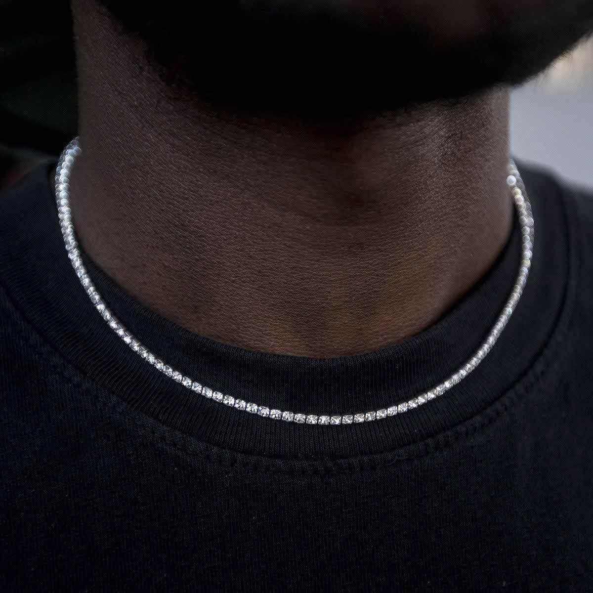 Micro Tennis Necklace in White Gold | 14k White Gold Plated / 16" / White Gold