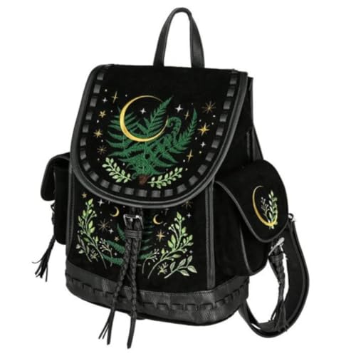 Restyle Herbal Backpack Witchy Stars Moon Fern Leaf Fairy Gothic Cottagecore