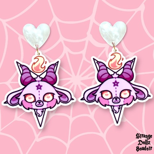 Pastel Goth Baphomet earrings, 925 sterling silver, Pastel Goth, Strange Dollz Boudoir