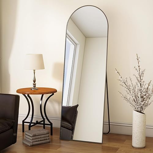 Koonmi Arch Mirror Full Length, Large Free Standing Mirror Full Length, Wall Mounted, Leaning, 40 x 150 cm Floor Mirror Full Body as Dressing Vanity Mirror for Living Room, Black - 150L x 40W cm - Black