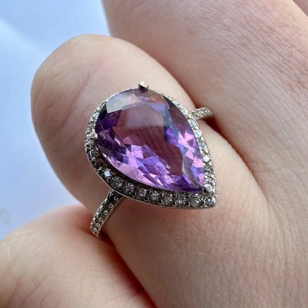 Amethyst Ring For Women, Pear Cut Ring, Sterling Silver Ring Women With Stone, 925 Sterling Silver Ring With Stone, Gifts For Women