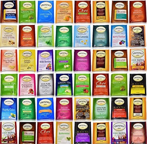 BLUE RIBBON Twinings Tea Bags Sampler Assortment Variety Pack Gift Box - 48 Count - Perfect Variety - English Breakfast, Green, Black, Herbal, Chai Tea and more - 48 Count (Pack of 1)