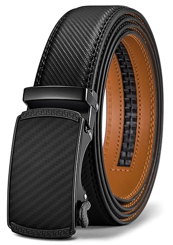 BULLIANT Men's Belt, Leather Ratchet Belt for Men Dress 1 3/8,Trim to Fit - 30"-36"Waist Adjustable - Black231