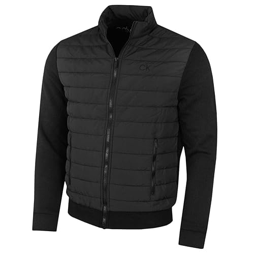 Calvin Klein Mens Hybrid Quilted Fleece Funnel Neck Jacket - M - Black