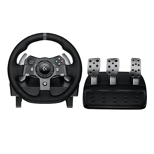 Logitech G G920 Driving Force Racing Wheel and Floor Pedals, Real Force Feedback, Stainless Steel Paddle Shifters, Leather Steering Wheel Cover for Xbox Series X|S, Xbox One, PC, Mac - Black - Xbox | PC - G29 | G920