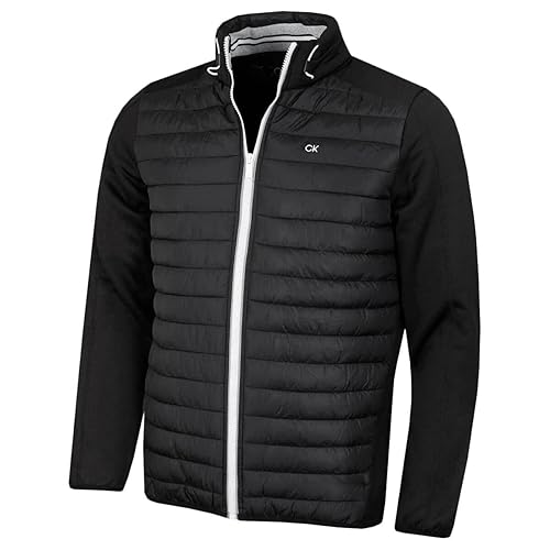 Calvin Klein Mens 2025 CK Hybrid Insulate Lightweight Golf Jacket - M - Black/Silver