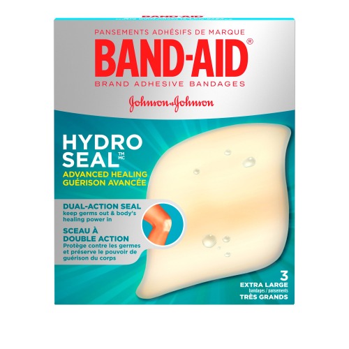 Band-Aid Hydrocolloid Bandages Extra Large, Waterproof Adhesive, Hydro Seal Bandages, 3 Bandages - Extra Large
