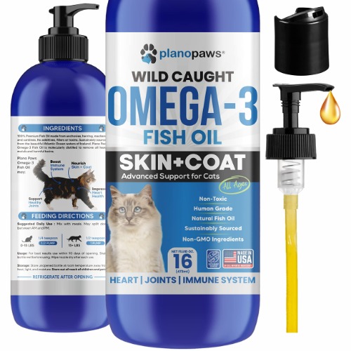 Omega 3 Fish Oil for Cats - Better Than Salmon Oil for Cats - Kitten + Cat Vitamins and Supplements - Cat Health Supplies - Cat Dandruff Treatment - Liquid Fish Oil for Pets - Cat Shedding Products - 473 ml (Pack of 1)