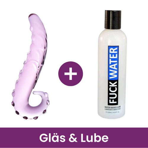 Gläs 6" Lick-It Pink Glass Dildo - Gläs & 4oz Lube