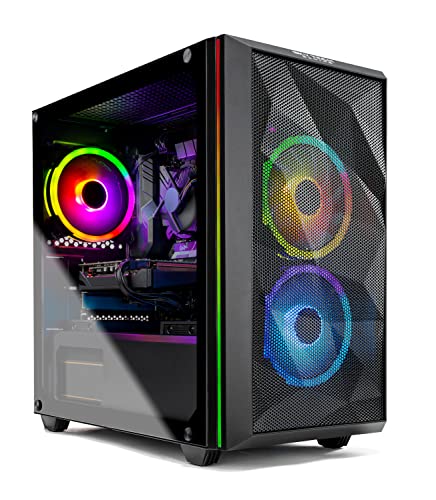 Skytech Gaming Chronos Mini Gaming Computer PC Desktop - Intel Core-i3 10100F 3.6GHz, GTX 1650 4G, 500GB SSD, 8G 3000, RGB Fans, AC WiFi, Windows 10 Home 64-bit,Black - 10100F | 1650