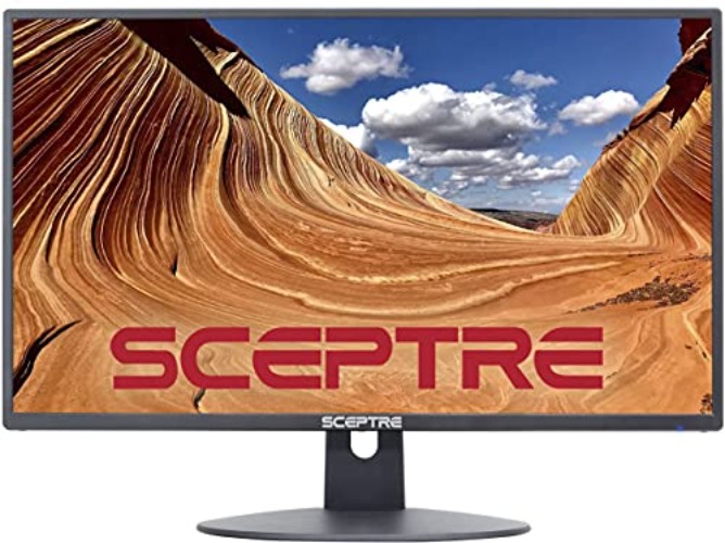 Sceptre 24-inch Professional Thin 1080p LED Monitor 99% sRGB 2x HDMI VGA Build-in Speakers, Machine Black (E248W-19203R Series) - 24" 75Hz - Monitor