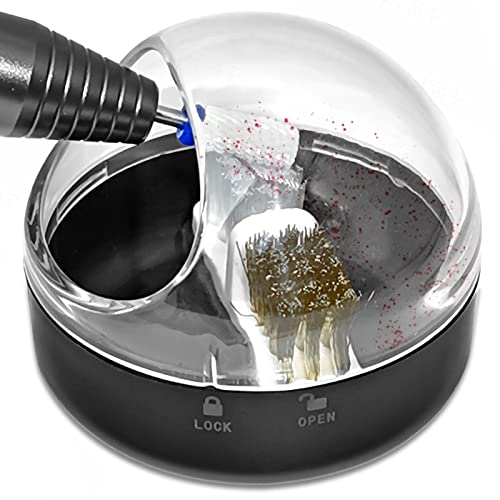 AMAZDIP Nail Drill Bits Cuticle Cleaner Case Tool with Cleaning Brush, 2-in-1 Steel Wire Brush & Nylon Brush, Acrylic Nail Tool for Cleaning Carbide/Ceramic Nail Drill Bits - Black - Black