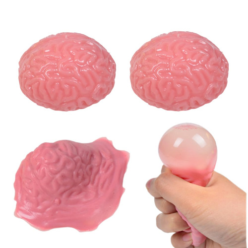 Dhjrefhhd 1Pcs Squishy Brain Fidget Splat Ball Stress-Relieving Sensory Soft Toy Funny Fake Brain Halloween Decoration Props