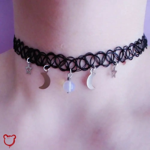 Black Choker with Moon and Stars - S3