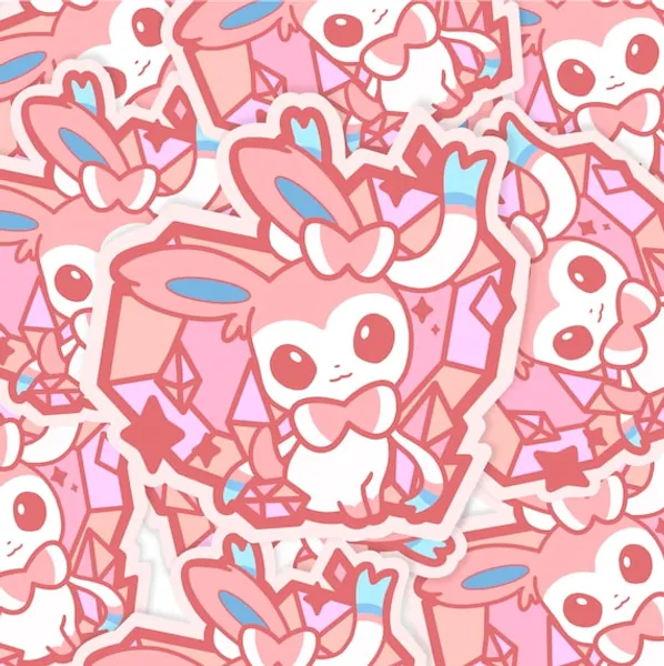 Cute Kawaii Crystal Monster Sylveon Sticker | Etsy UK