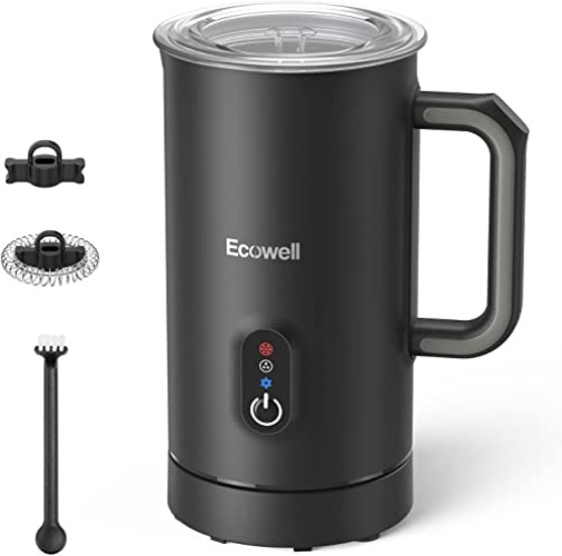 ECOWELL Milk Frother and Steamer, Frother for Coffee, 8.1oz/240ml Coffee Frother Electric, Warm and Cold Foam Frother, Milk Steamer and Frother for Latte, Macchiato, Cappuccinos, WMMF01, Black - Black