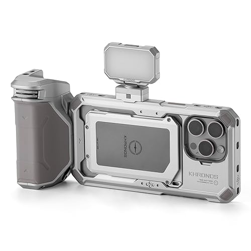 Tilta Khronos Basic Kit Compatible with iPhone 15 Pro Max - Titanium White | Phone Case, Cooling Fan, ND Filter, PD Focus Handle - Basic Kit - Titanium White
