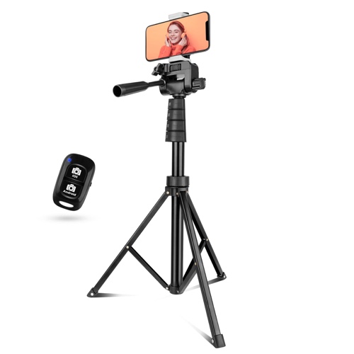 Aureday 67" Phone Tripod & Camera Stand, Selfie Stick Tripod with Remote and Phone Holder, Perfect for Selfies/Video Recording/Vlogging/Live Streaming - 