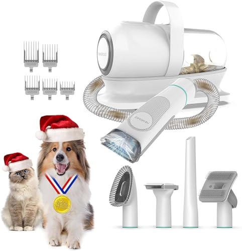 Neakasa by neabot P1 Pro Pet Grooming Kit & Vacuum Suction 99% Pet Hair with 5 Professional Grooming Shedding Tools for Dogs Cats and Other Animals - White