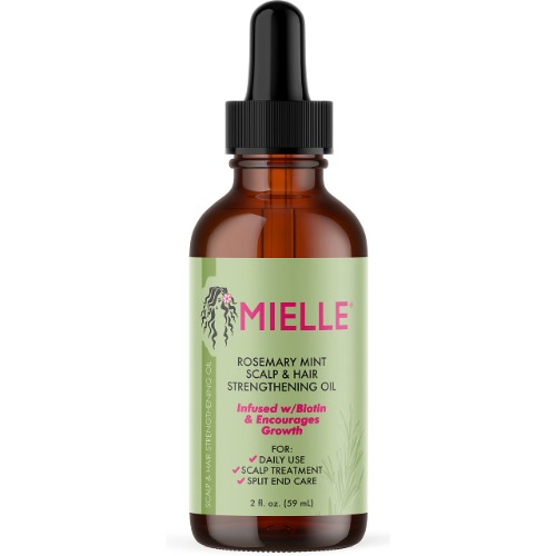 Mielle Organics Rosemary Mint Scalp & Hair Strengthening Oil With Biotin & Essential Oils, Nourishing Treatment for Split Ends and Dry Scalp for All Hair Types, 2-Fluid Ounces