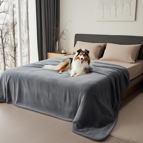 Waterproof Blanket for Bed Queen Size Blanket, Love Blanket Waterproof, Leakproof Queen Blanket Splash Blanket, Leakproof Couples Blanket (80x90”, Grey) Bedding Aid - Dark Grey / Light Grey - 80 x 90 inch