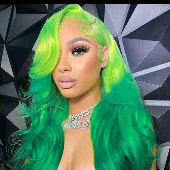 26 Inch Ombre Green Long Wavy Wigs for Women, Gorgeous Fluffy Wigs with Baby Hair, Synthetic Lace Front Wigs for Party, Daily Use Green 26inch