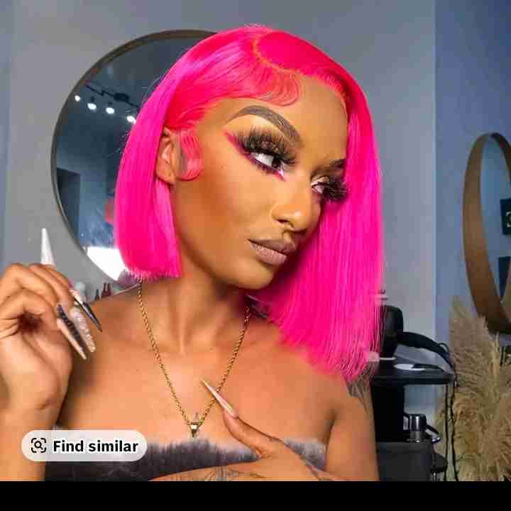 Hot pink bob wig