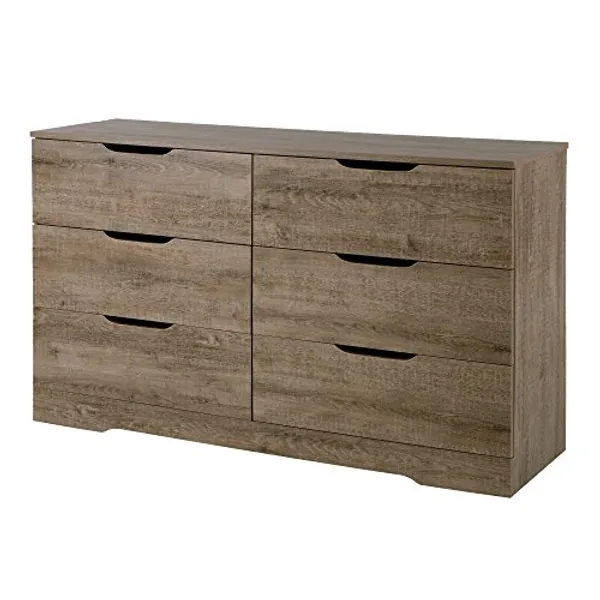 South Shore Holland 6-Drawer Double Dresser, Weathered Oak,