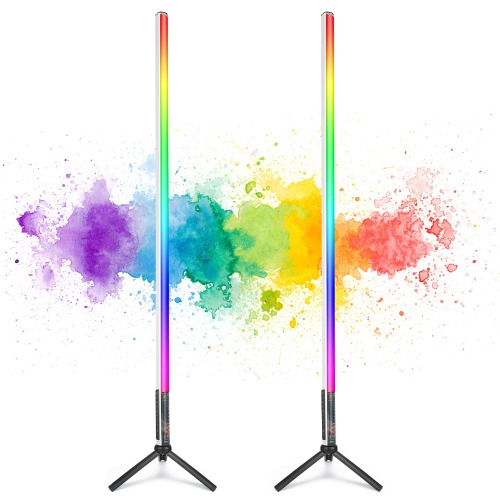 2 Pack Portable Battery Powered Tube Light 120cm Handheld LED Tube Lights with Tripods, 500 Vivid Effects, Light Tube for Video and Photography， Light Painting， YouTube， Video， TIK tok and Dance Club - 