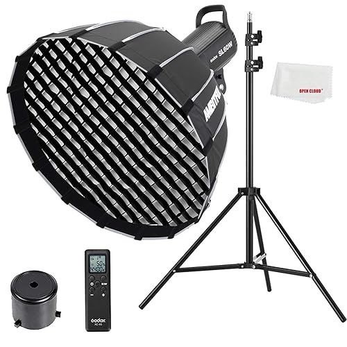 Godox SL-60W CRI 95+ LED Video Light SL60W Continuous Light with Bowens Mount with Remote Control + P60 parabolic Round softbox with Honeycomb Grid, Light Stand - Godox SL-60W+P60 Softbox Kit