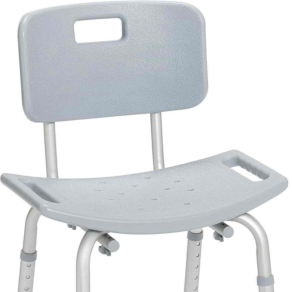 Drive Medical RTL12202KDR Bathroom Bench with Back, Gray & 11148-1 Steel Bedside Commode Chair, Grey