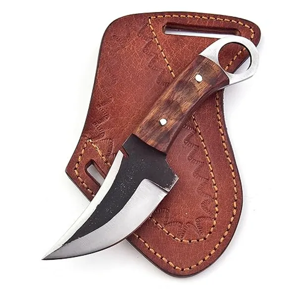 Fixed Blade Hunting Forged Tracker Knife - 8 Inches Carbon Steel Razor Sharp Blade Full Tang Bushcraft Knife with Premium Leather Sheath. Used For Hunting Outdoor Camping, Hiking, Skining Knife.