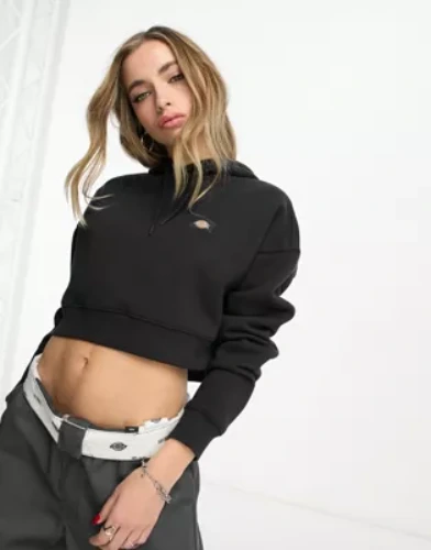 Dickies Oakport cropped hoodie in black