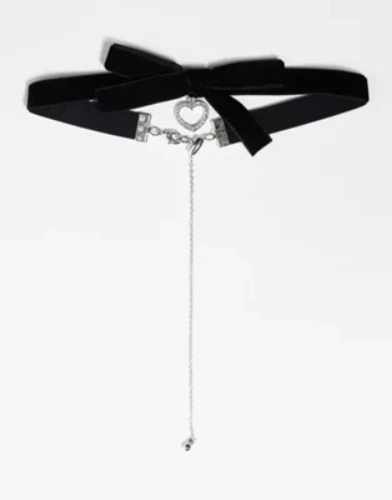 Reclaimed Vintage unisex velvet choker with stud and drop